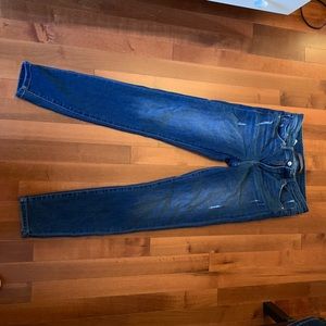 Joes medium wash distressed skinny jeans